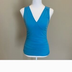 Turquoise Stretchy Tank with Ruching